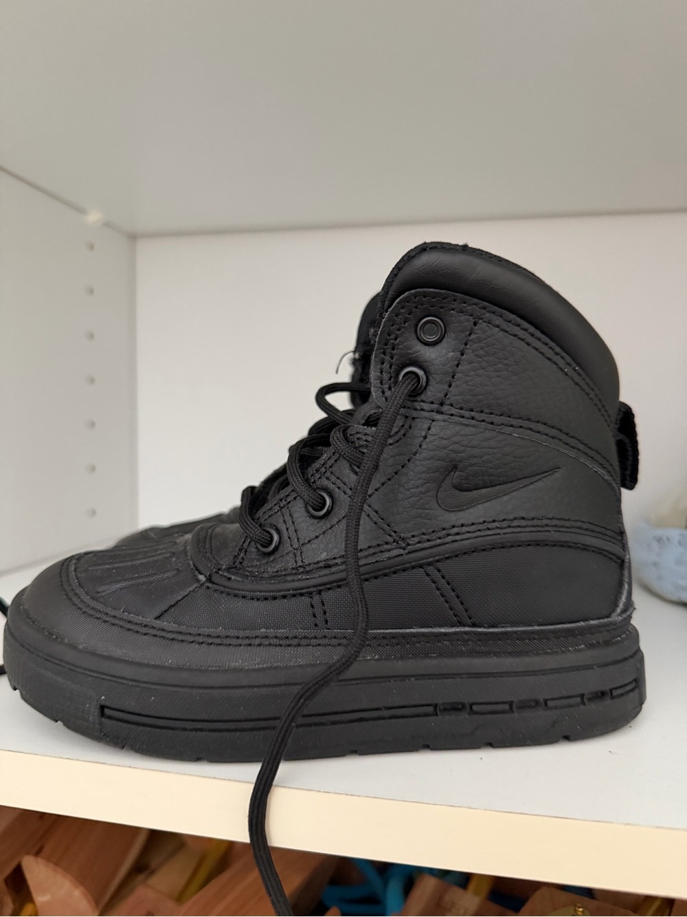Nike Kids Black High-Top Lace-Up Boots